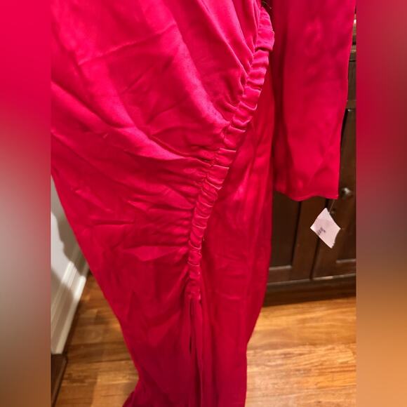 LAPOINTE Long-Sleeve Ruched Slit-Hem Double-Face Satin Bias Gown - Picture 6 of 16